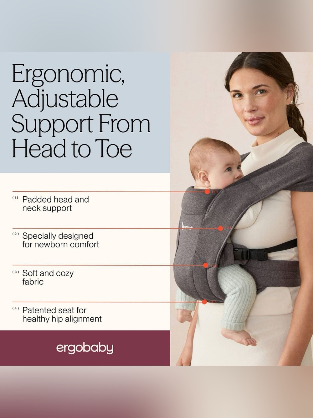 Ergobaby Embrace Cozy Knit Newborn Carrier - Heather Gray